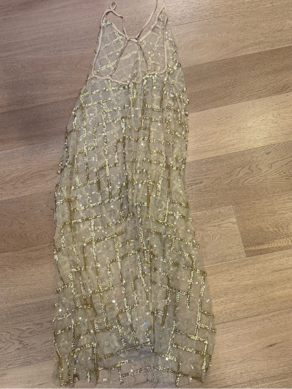 Free People Gold Sequin Sheer Slip Dress - Picture 4 of 5